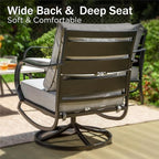 PHI VILLA 5 Piece Patio Furniture Set with 28" Firepit Table, 4 Outdoor 5.75" Cushioned Metal Frame Swivel Sofa Chairs & 28" Gas Firepit Table, Outside Furniture Set for Lawn Garden(Grey)
