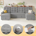 Ucloveria Sleeper Sofa Bed, 112" U Shaped Sectional Sofa Couches for Living Room, Pull Out Couch Bed with Dual Reversible Storage Chaise | Charging Station | Side Pockets | Removable Backrest