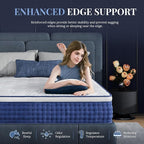 King Size Mattress, 10 Inch Hybrid Mattress King Size, Medium Feel Foam and Individual Pocket Springs, Extra Edge Support, Pressure Relief, CertiPUR-US, Blue