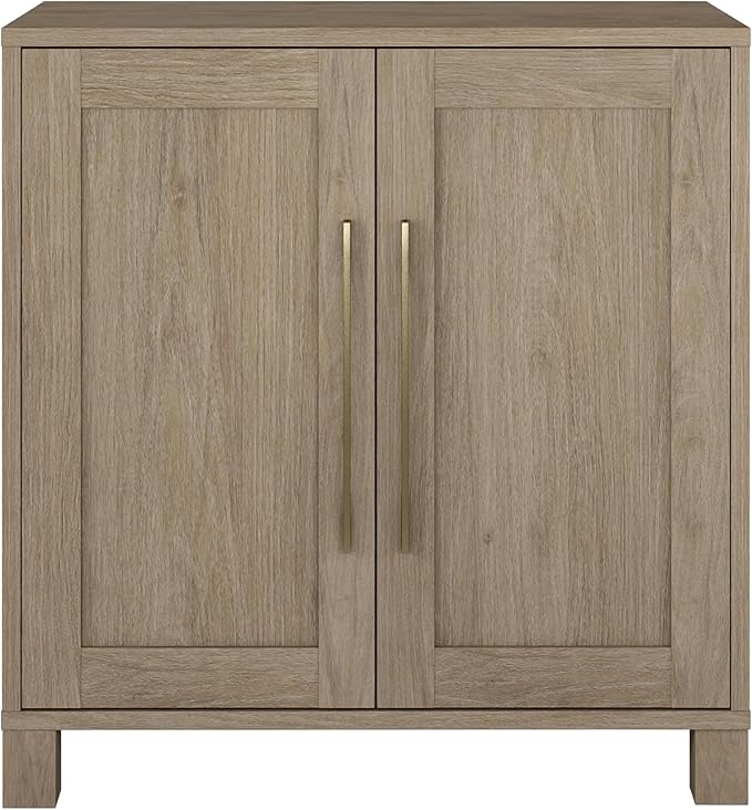 Henn&Hart 28" Wooden Accent Cabinet, Modern Sideboard Buffet Cabinet with 2 Doors and an Adjustable Shelf for Living Room, Dining Room, Bedroom or Entryway, Antiqued Gray Oak