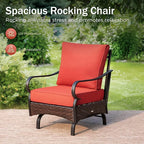 Patio Furniture Set with 56" Fire Pit Table, Premium Outdoor Wicker Metal Frame Furniture with Upgraded Waterproof Thick Cushions for Porch, Poolside, Deck, and Yard （4 Pieces,Red