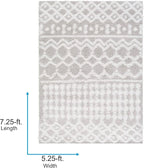 Livabliss Hapsburg Moroccan Shag Area Rug, 5'3" x 7'3", Light Gray