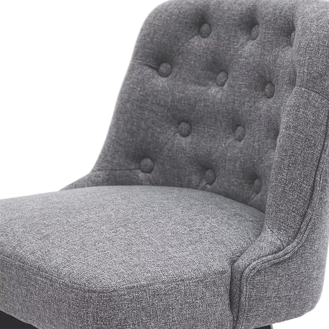 MINCETA Bar Stools Set of 4, 26 Inch Upholstered Barstools with Low Tufted Back and Footrest, Swivel Counter Height Barstools for Kitchen Island Home Bar Performance Fabric Gray