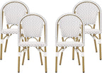 Christopher Knight Home Philomena Outdoor French Bistro Chair (Set of 4), Gray + White + Bamboo Print Finish