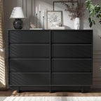 Black Dresser for Bedroom, 53.1" Wide 8 Drawer Dresser, Mid Century Modern Dressers Chest of Drawers, Wooden Large Dressers for Bedroom, Closet