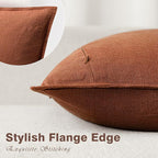 Foindtower Pack of 2, Decorative Linen Soild Throw Pillow Covers Soft Accent Cushion Case Farmhouse Neutral Pillowcase for Chair Couch Sofa Bedroom Living Room Home Decor 22 x 22 Inch Fall Rust Orange
