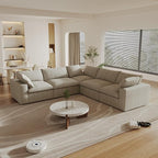 WJShome Cloud Modular Sectional Sofa,160.6" Down Filled 5 Seater Couch,V Shaped Oversized Convertible Sectional Sofa for Living Room,Covers Removable & Washable, Khaki