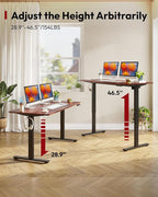 SANODESK Electric Standing Desk 48 x 30 Inches Whole-Piece Desktop Height Adjustable Stand Up Desk w/6-Button Controller Ergonomic Computer Desk for Home Office, Black Frame + Mahogany Tabletop