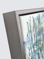 Wieco Art Framed Wall Art Water Lilies by Claude Monet Canvas Print Paintings Reproduction Modern Canvas Wall Art for Home and Office Decoration Abstract Artwork Silver Frame