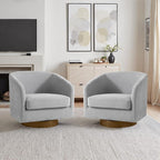 Lumibee Swivel Accent Chairs Set of 2, Chenille Fabric Swivel Barrel Chairs for Living Room, Modern Comfy Upholstered Round Armchairs Single Sofa Chairs for Bedroom, Club-Light Gray