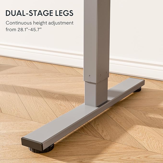 FLEXISPOT EN1 One-Piece Electric Standing Desk 48 x 24 Inches Seamless Seamless Desktop Height Adjustable Desk Stand Up Desks for Home Office (Silver Frame + White Top, 2 Packages)