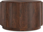 SIMPLIHOME Trenton Coffee Table - 32 inch Wide Solid Mango Wood Round Living Room Table in Walnut Brown, Contemporary Sculpted Drum Center Table for Family Room with Scalloped Edge, Assembled