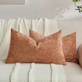 FUTEI Rust Flannel Throw Pillow Covers 12x20 Inch Set of 2,Soft Dimensional Textured Lumbar Pillow Cases,Modern Home Decor for Couch Living Room