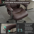 Big and Tall Office Chair with Wide Area Armrest, 600lbs Heavy Duty Desk Chair with Adjustable Lumbar Support, PU Leather High Back Ergonomic Executive Computer Chair with 3'' Silent Casters