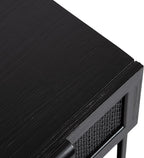 Kate and Laurel Ori Modern Cane Rectangle Side Table, 18 x 15 x 24, Black, Versatile Rattan Living Room End Table with Drawer for Storage and Home Decor