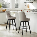Watson & Whitely Bar Stools, 360° Swivel Upholstered Bar Stool with Back, 30" H Bar Height Barstools, Set of 2, Performance Fabric in Tan