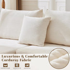 107" Cloud Sectional Couch, Modular Sectional Sofa with L-Shape Chaise, Corduroy Boneless Couch with Deep Seat, Upholstered Sofa for Living Room, No Assembly Required(Right-Facing Chaise, White)