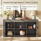 LITTLE TREE Console Table with Storage, 63-Inch Narrow Long Sofa Table, Entryway Table with 6 Cubes, Farmhouse Storage Shelves for Entryway, Living Room
