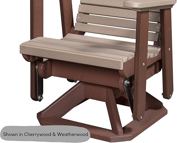 DutchCrafters Modern Horizontal Slat High Back Poly Glider Chair Outdoor Patio Furniture (White & Aruba Blue)