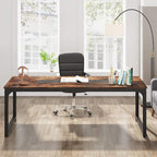Tribesigns Modern Computer Desk, 78.7 x 39.4 inch X Large Executive Office Desk Computer Table Study Writing Desk Workstation for Home Office,Rustic/Black