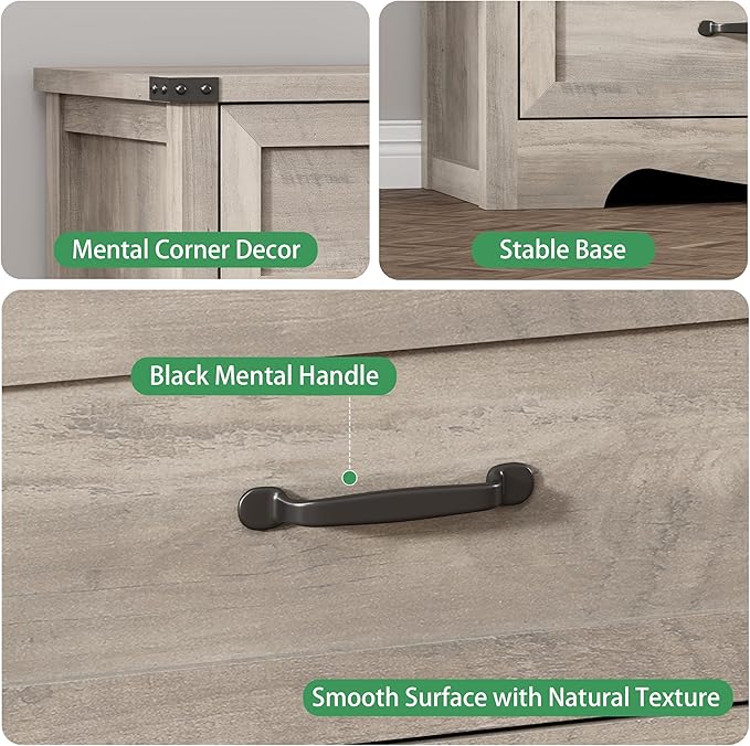Dresser for Bedroom with 6 Drawers, 54" Wide Wood Chest of Drawers with Deep Drawers & Mental Handle, Modern Dresser TV Stand, Wooden Closet Storage Organizer for Living Room, Hallway, Entryway, Grey