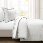 Lush Decor Farmhouse Stripe Reversible Cotton Comforter Set , 2 Piece Set, Twin XL, Dark Gray - Twin Bedding Set - Dorm Decor - Striped Comforter For Kids Or Teens - Modern Farmhouse Bedroom Decor