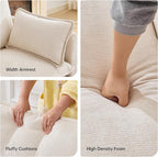 108" Modern L-Shaped Sectional Sofa with USB & Type-c Port Charger, Modular Cloud Couch, Deep Seating Chenille Fabric 4-Seater with Ottoman and Pillows for Living Room (Beige)