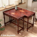 Solid Wood Computer Writing Desk with 2 Big Drawers 46.1" Wide Home Office Desk Workstation Big Rustic Study Table Furniture in Cherry for Home Office Bedroom Living Room, BSZ-1533WD