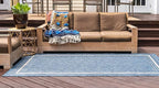 Unique Loom Outdoor Border Collection Area Rug - Soft Border (9' x 12' Rectangle, Blue/ Ivory)
