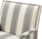 HULALA HOME Modern Accent Chairs Set of 2, Farmhouse High Back Striped Chairs with Wooden Legs & Nail Head Trim, Comfy Upholstered Armchairs for Living Room/Bedroom (Stripe Grey)