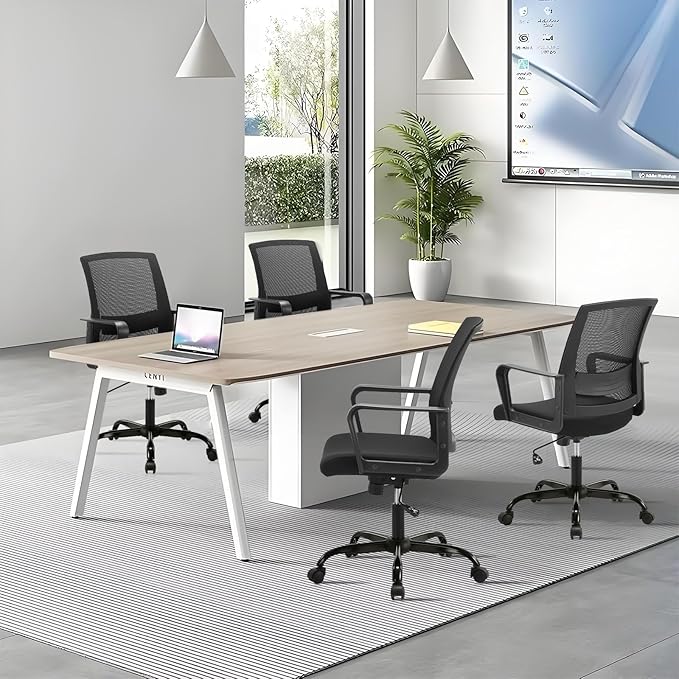 CLATINA Ergonomic Desk Chair, Mid Back Mesh Computer Chair with Lumbar Support and Armrest, Height Adjustable Swivel Chair for Home Office, Black (2PK)