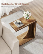 Tribesigns C-Shaped End Table for Couch, Sofa Side Table, C Table for Small Space, Living Room, Bedroom (1, Rustic Brown)