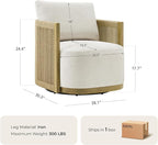 CHITA Braid Swivel Accent Chairs, Modern Comfy FSC Certified Armchair with Paper Cord & Wood Frame for Living Room and Bedroom, Fully Assembled - Mink