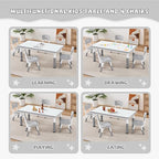 Adjustable Kids Table Chairs Set – Graffiti Desktop, Multi-Activity Height-Adjustable Toddler Study Desk for Ages 3-8 – Ideal for Home, Classroom, Daycare (B-Gray, 4 Chairs-47.2" L x 23.6" W)