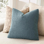 Foindtower Pack of 2 Textured Boucle Throw Pillow Covers Accent Solid Pillow Cases Cozy Soft Decorative Couch Cushion Case for Chair Sofa Bedroom Living Room Home Decor 18x18 Inch Misty Blue