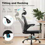 Ergonomic Office Chair, High Back Mesh Desk Chair with Lumbar Support, Flip-up Armrests, Adjustable Headrest, Computer Gaming Chairs for Long Hours, Black