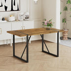55'' Dining Table for 4-6, Wood Kitchen Table with Metal Legs, Dinner Table for 4-6 for Home Dining Room Living Room
