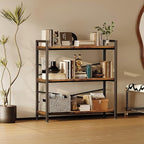 Book Shelf, 3 Tier Bookshelf 31.49" Width, Book Shelf Storage and Organization, Wooden and Metal Industrial Bookcase, Large Book Shelves for Home Living Room Bedroom Office Storage(Vintage)