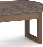 SIMPLIHOME Milltown 27 inch Wide Contemporary Rectangle Footstool Ottoman Bench in Mink Brown Tweed Look Fabric, Assembled, for the Living Room and Bedroom