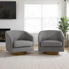 Lumibee Swivel Accent Chairs Set of 2, Chenille Fabric Swivel Barrel Chairs for Living Room, Modern Comfy Upholstered Round Armchairs Single Sofa Chairs for Bedroom, Club-Dark Gray