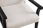 Mid Century Modern Accent Chair Set of 2, Linen Upholstered Living Room Accent Armchair with Black Wood Frame, Farmhouse Chair Indoor Corner Chair for Living Room Bedroom, Beige