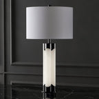 SAFAVIEH Couture Lighting Collection Chavez Alabaster/Black 28-inch Bedroom Living Room Home Office Desk Nightstand Table Lamp (LED Bulb Included)