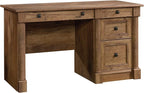 Sauder Palladia Computer Desk with Drawers, Home Office Desk with File Cabinet Storage Drawer, Cable Management, Keyboard Tray, in Vintage Oak finish