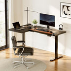 SANODESK 63-Inch Large Dual Motor L-Shaped Electric Height Adjustable Standing Desk - Reversible Panel - Black Top/Black Frame - Ideal for Gaming, Home Office or Computer Workstation