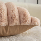 Neelvin Camel Faux Fur Cozy Soft Striped Decorative Throw Pillow Covers 16x16 inch Set of 2,Velvet Pillowcase Cushion Case for Sofa Couch