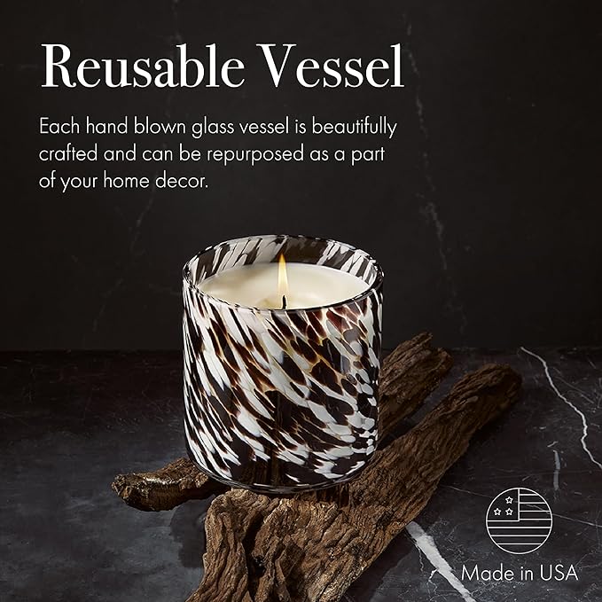 LAFCO New York Signature Fall Candle, Saffron Sandalwood - 15.5 oz - 90-Hour Burn Time - Reusable, Hand Blown Glass Vessel - Made in The USA