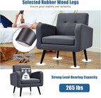 Giantex Upholstered Accent Chair, Modern Mid Century Linen Fabric Living Room Chair with Arms, Max Load 265 Lbs, Comfy Tufted Single Sofa for Reading, Bedroom, Office, Club, Grey