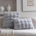 Neelvin Gray Faux Fur Cozy Soft Double-Sided Decorative Throw Pillow Covers 24x24 inch Set of 2,Velvet Pillowcase Cushion Case for Sofa Couch