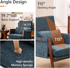 Accent Chair Mid-Century Modern with Lumbar Support Pillow, Upholstered Living Room Chairs with Wooden, Chenille Armchair with Cushion, Anthropologie Side Chair for Bedroom, Navy