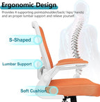 FelixKing Office Chair, Ergonomic Desk Chair Breathable Mesh Chairs Adjustable High Back Lumbar Support Flip-up Armrests, Executive Rolling Swivel Comfy Computer Chairs Home Office Sunset Orange